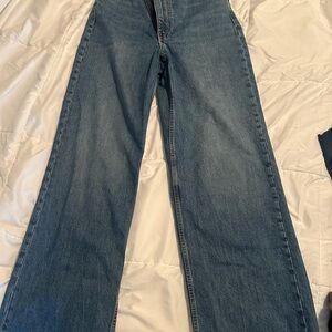 Zara Blue Flare Wide Leg Jeans